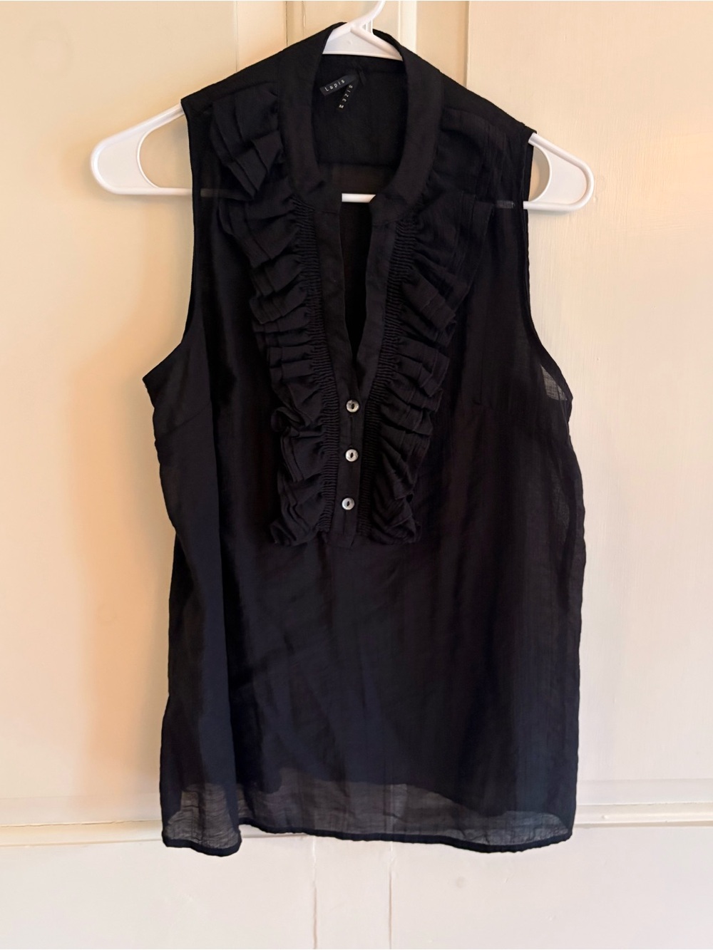 Ruffle Blouse Y2K Lapis Sheer Black Top M